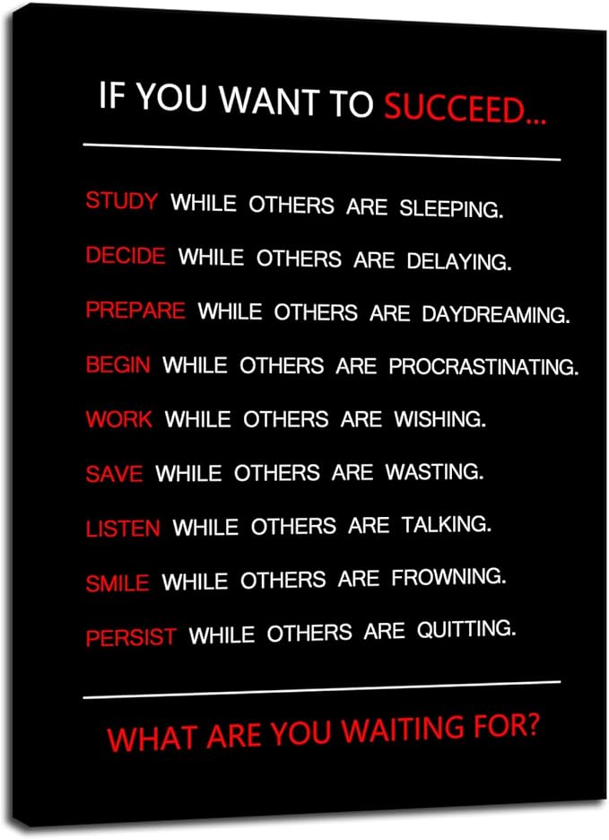 Motivational Wall Art for Office If You Want to Succeed Inspirational Painting Positive Entrepreneur Quotes Canvas Poster Pictures Print Wall Decor Artwork for Living Room Framed [30''Wx 40''H]