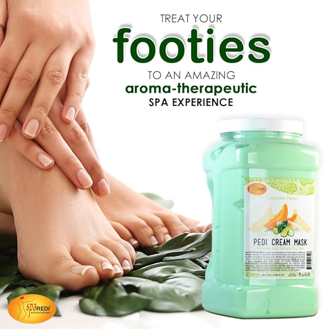 SPA REDI - Body and Foot Cream Mask, Cucumber and Melon, 128 Oz - Pedicure Massage for Tired Feet and Body, Hydrating, Fresh Skin