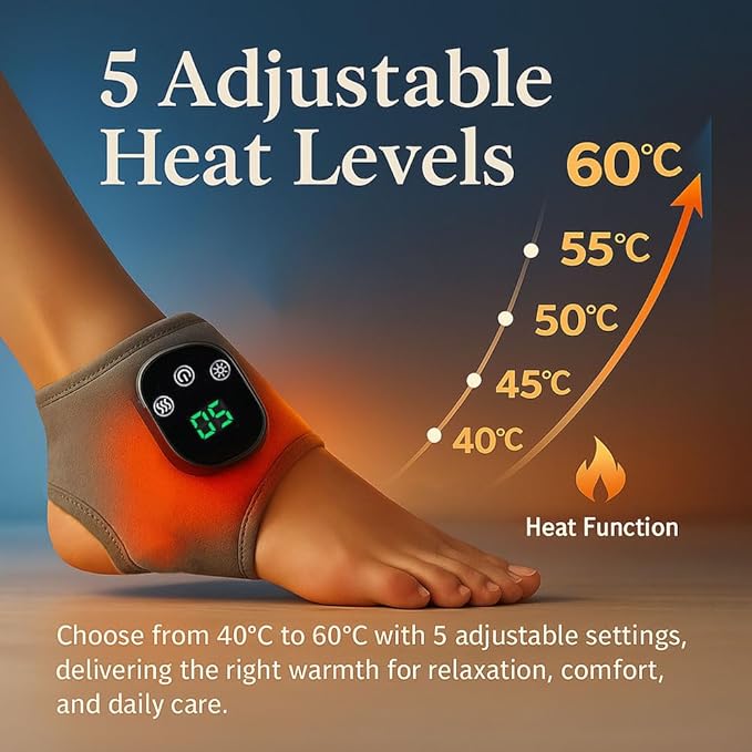 Foot Revive Massager, 3-in-1 Wireless & Portable Foot Massager with 3 Vibration Modes and 5 Heat Levels, for Heel, Arch and Ankle Comfort & Relaxation (Black 3 Level*2PCS)