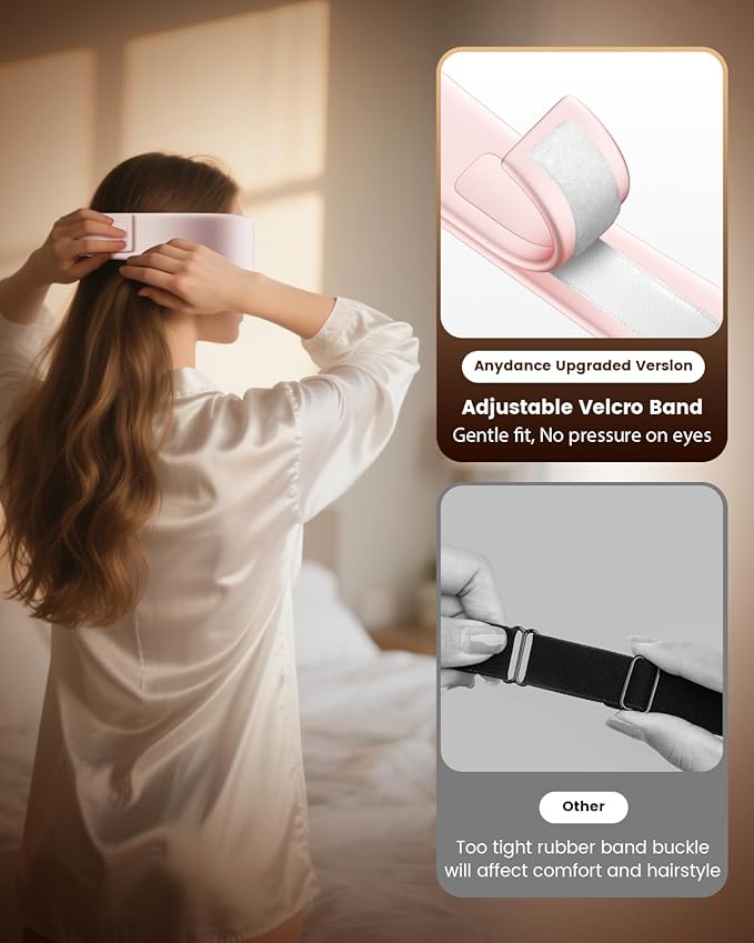 Heated Eye Mask - Cordless Eye Mask for Dry Eyes, Eye Relief, Improved Sleep, Timed Shutdown, 4 Temperature, Washable Silk Eye Heating Pad for Travel, Removable for Cleaning - Pink