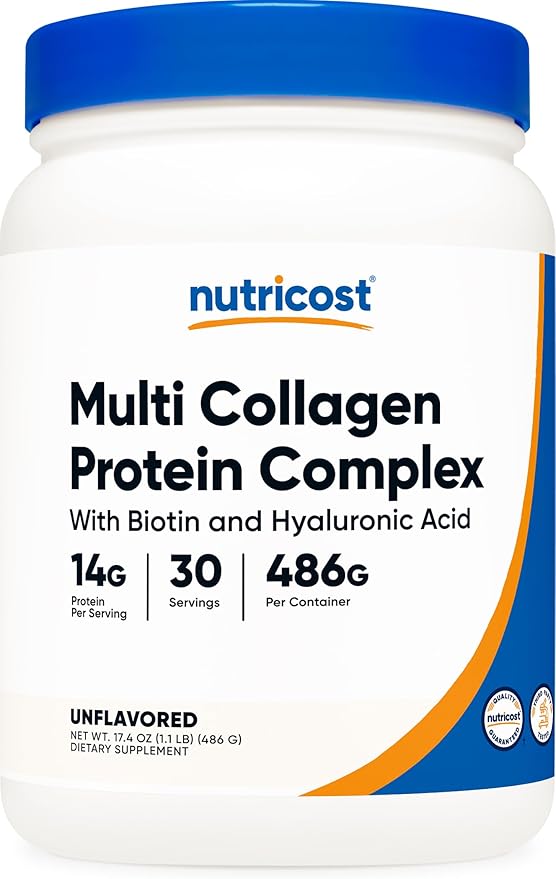 Nutricost Multi Collagen Protein Complex (Unflavored, 30 Servings) - Supplement with Biotin, Hyaluronic Acid, and Collagen Peptides
