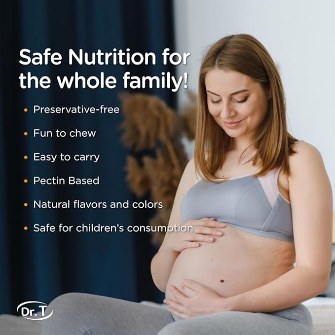 Dr. T Prenatal Gummies for Expectant Moms 180g - Berry & Orange Flavor - Healthy Pregnancy - Proper Baby Growth - Prenatal Nutrition - 60 Pectin Gummies (1)