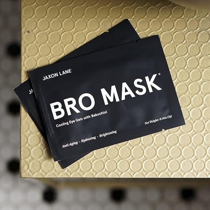 BRO MASK Under Eye Patches for Men Skin Care | Cooling Eye Masks for Dark Circles and Puffiness, Anti Aging Hydrogel Pads with Bakuchiol, Caffeine & Niacinamide, Eye Bags Treatment for Men (2X6 Pairs)