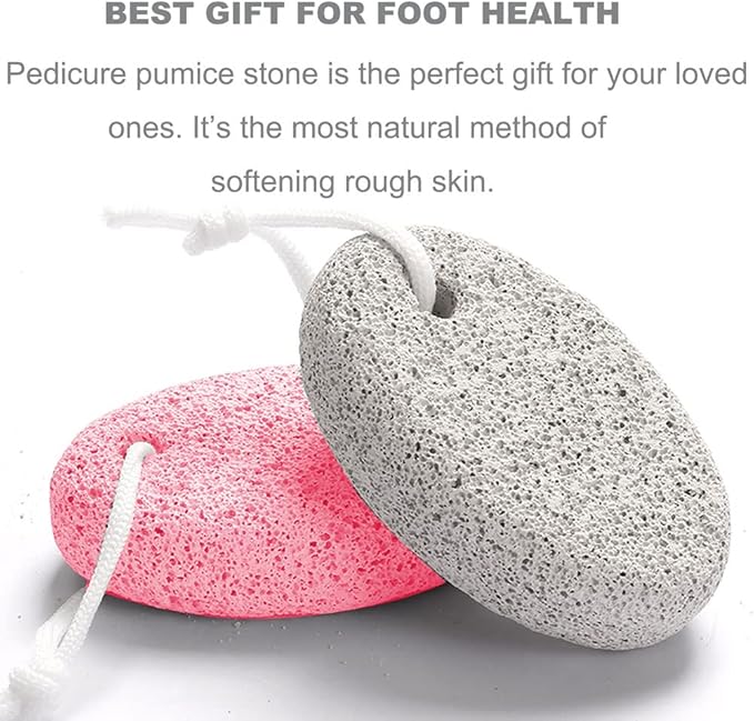 Natural Foot Pumice Stone for Feet, Borogo 2-Pack Lava Pedicure Tools Hard Skin Callus Remover for Feet and Hands - White&Red