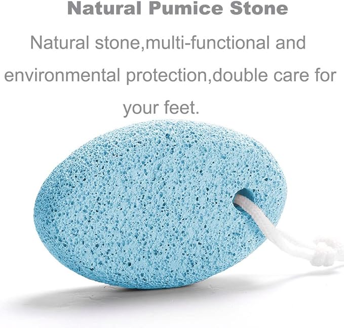 Natural Foot Pumice Stone for Feet, Borogo 2-Pack Lava Pedicure Tools Hard Skin Callus Remover for Feet and Hands -Blue