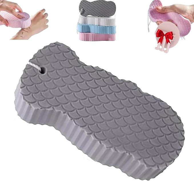 Spirittion Magic Super Soft Exfoliating Bath Sponge, 3D Super Soft Exfoliating Bath Sponge, Reusable for Adults Children and Wome (Gray)
