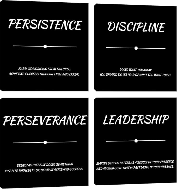 Inspirational Poster Wall Art Motivational Canvas Painting Wall Art Home Office Wall Decor 4 Pieces Positive Prints Picture Artwork Office Bedroom Living Room Decor Framed Decorations 12"x12"x4pcs