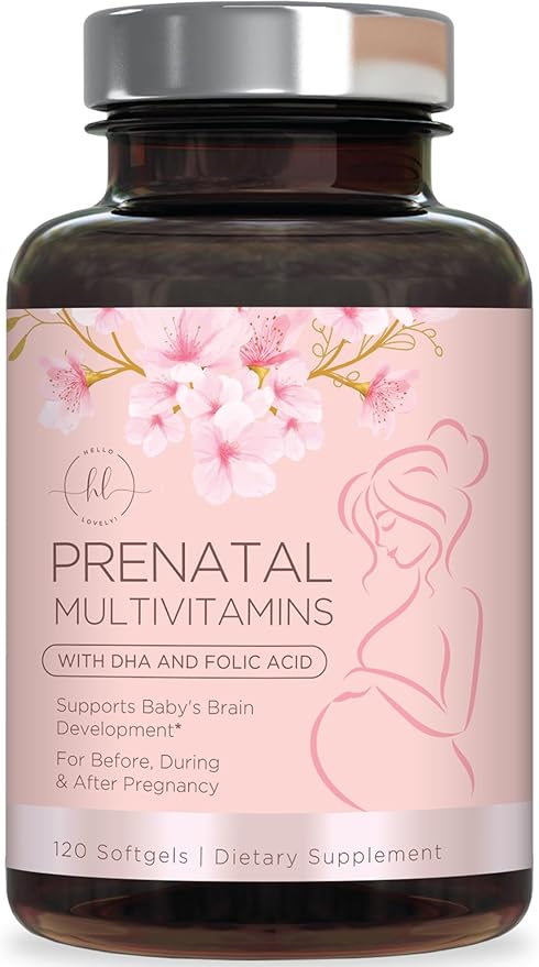 Prenatal Vitamins For Women With Folic Acid, DHA & Iron - Women's Prenatal Multivitamin, Essential Pre Natal Vitamins with Folate, Omega 3, D3, B12, Pregnancy Supplement for Mom & Baby - 120 Softgels