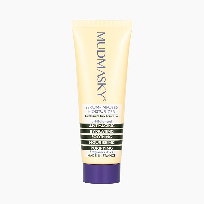 MUDMASKY Face Moisturizer Cream - Serum-Infused Moisturizer for Deep Hydration - Lightweight Skin Care with Mango, Almond & Sunflower Oils - All-Natural Beauty Product Imported from France