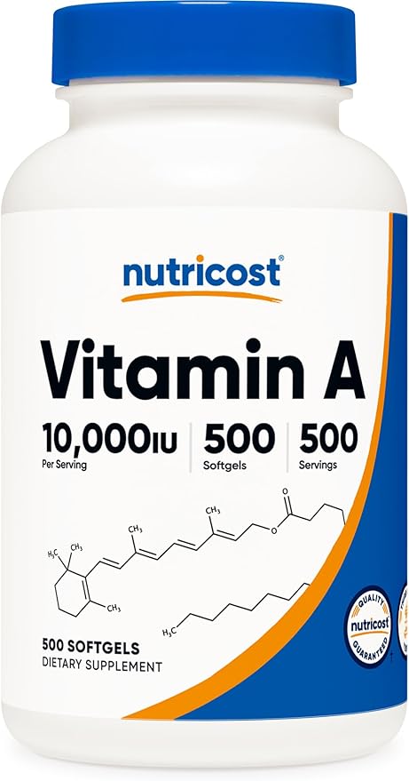 Nutricost Vitamin A 10,000 IU, 500 Softgels (2 Bottles)