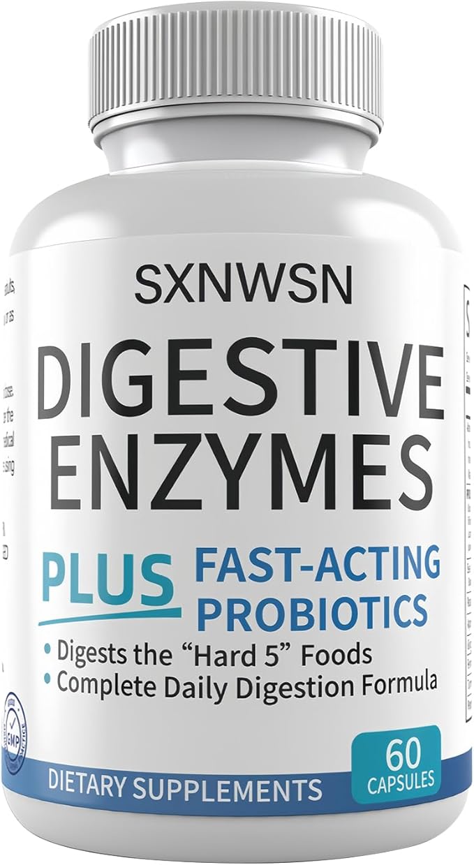 Digestive Enzymes with Probiotics & Prebiotics – Supports Gut Health & Nutrient Absorption – Promotes with Digestion – Plant-Based, 60 Capsules