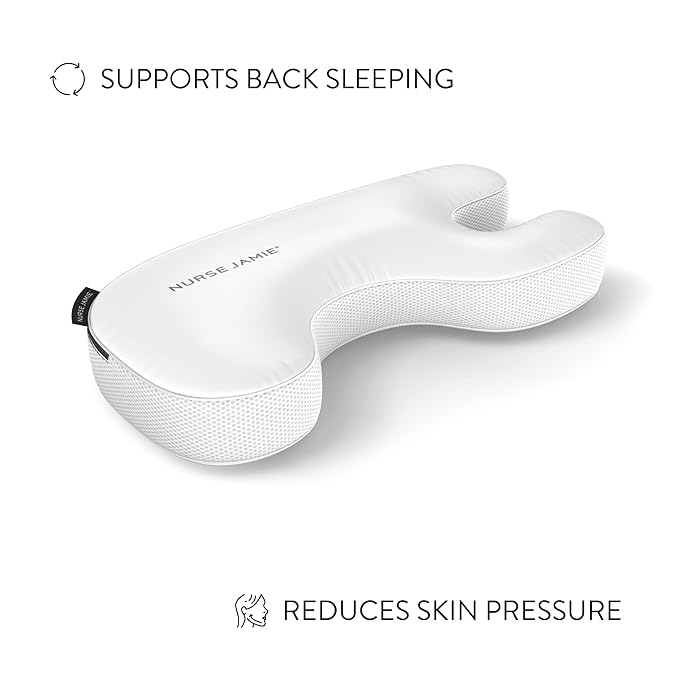 Nurse Jamie Beauty Bear Memory Foam Skincare Pillow – Anti-Wrinkle U-Shape Pillow with Satin & Bamboo Cover for Smoother, Rested Skin