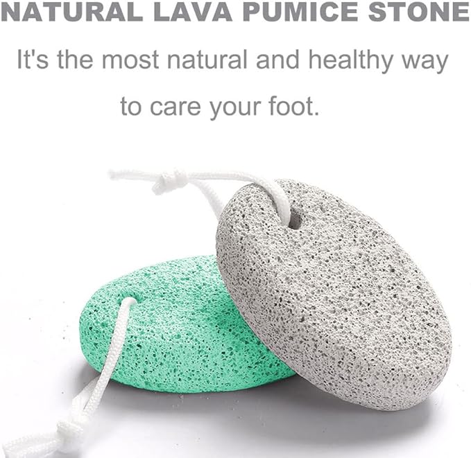 Natural Foot Pumice Stone for Feet, Borogo 2-Pack Lava Pedicure Tools Hard Skin Callus Remover for Feet and Hands -White&Green