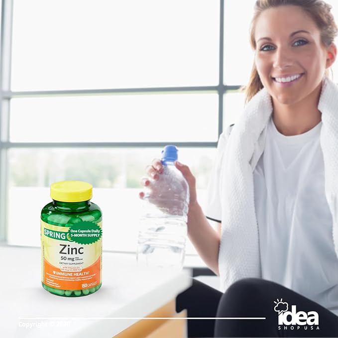 Zinc with Vitamin D Dietary Supplement Capsules for Immune Health, 50 mg, 150 Count – Bundle with Vitamins & Minerals - A to Z - Better Idea Guide