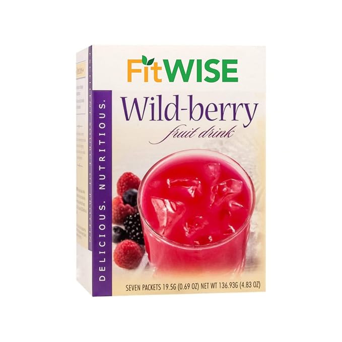 FITWISE - High Protein Diet Fruit Drink - 15g Protein - Low Calorie - Low Carb - Low Sugar - Fat Free, Ideal Protein Compatible, 7 Servings Per Box (Wild Berry)