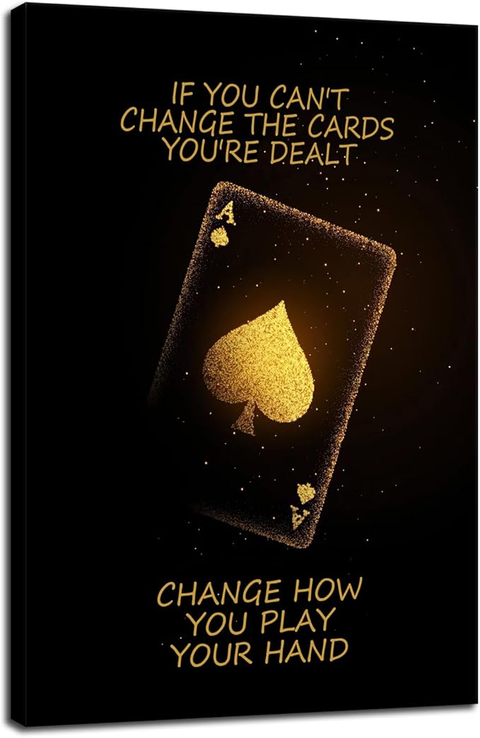 Inspirational Wall Art Motivational Poster Poker Game Quotes Wall Decor for Living Room Bedroom Office Bathroom Canvas Print Artwork Framed Art Decoration Ready to Hang [24''Wx 36''H]