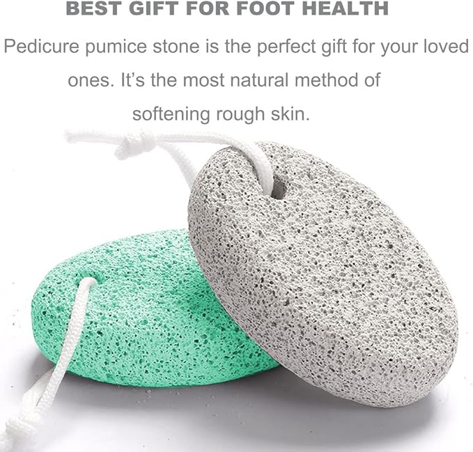 Natural Foot Pumice Stone for Feet, Borogo 2-Pack Lava Pedicure Tools Hard Skin Callus Remover for Feet and Hands -White&Green