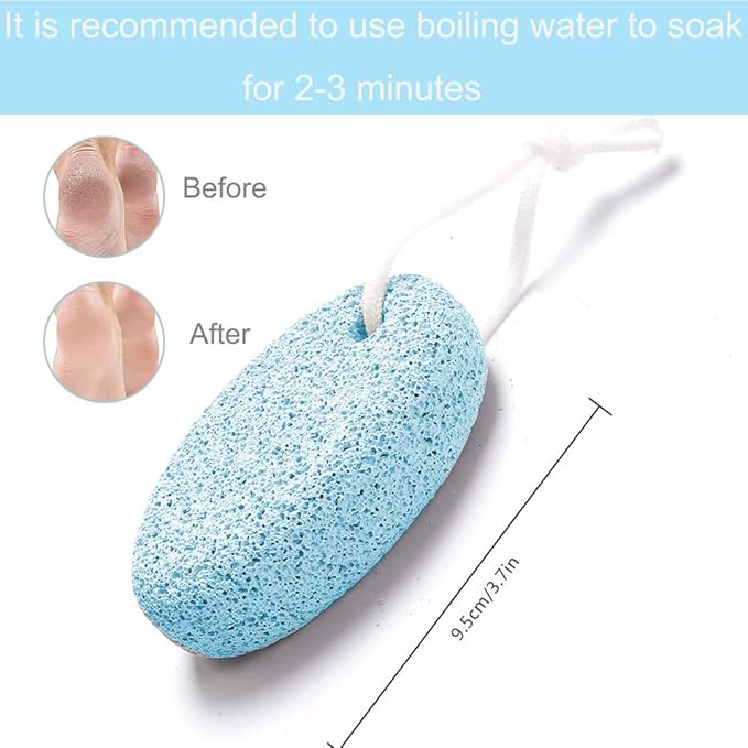 Natural Foot Pumice Stone for Feet, Borogo 2-Pack Lava Pedicure Tools Hard Skin Callus Remover for Feet and Hands -Blue
