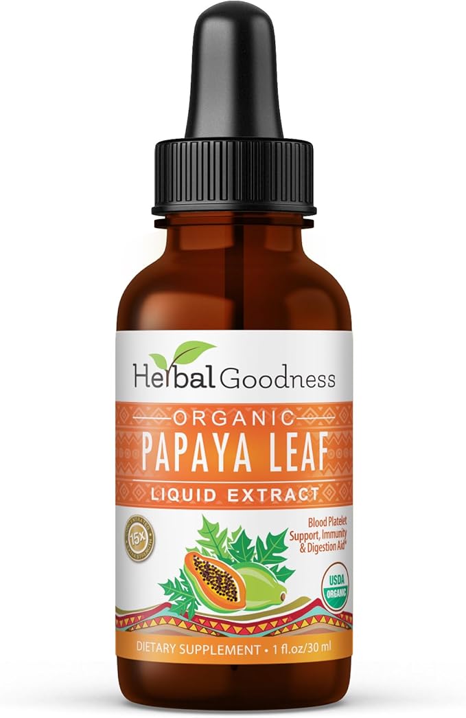 Papaya Leaf Liquid Extract for Platelets | Organic Papaya Leaves Supplement for Immune & Digestive Health Support -1oz
