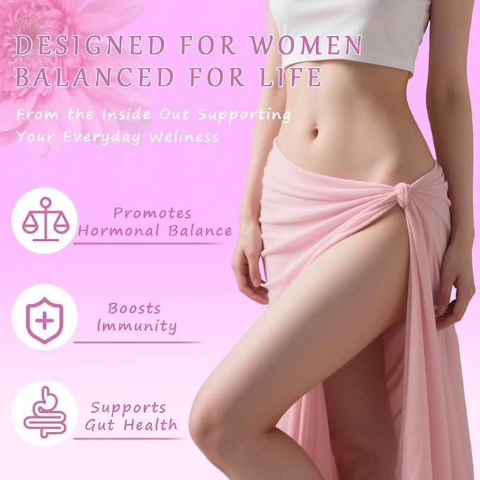 Juicy Feminine Probiotic Gummies for Women, Pineapple Flavor, pH Balance and Gut Health Support, with Slippery Elm, Vegan