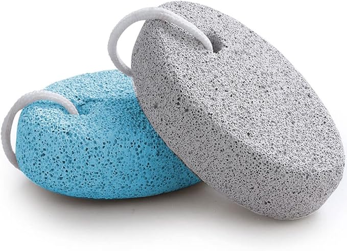 Natural Foot Pumice Stone for Feet, Borogo 2-Pack Lava Pedicure Tools Hard Skin Callus Remover for Feet and Hands - White&Blue