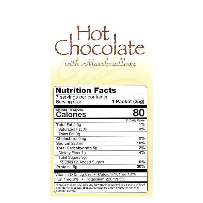 Nutmeg State Nutrition HealthyWise - High Protein Hot Cocoa - Instant Low Carb, Low Calorie Hot Chocolate Mix with 15g Protein, 7 Servings Per Pack (Marshmallow)
