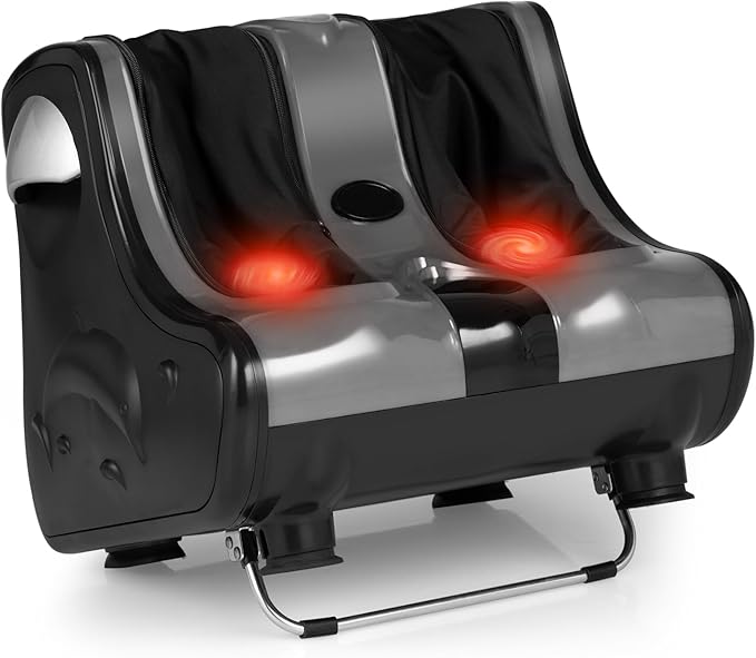 Giantex Foot and Calf Massager with Heat - Shiatsu Foot Massager Machine with Vibration, Deep Kneading, 3-Level Intensity Modes, Electric Foot Massager for Tired Feet, Leg, Calf Pain Relief (Grey)