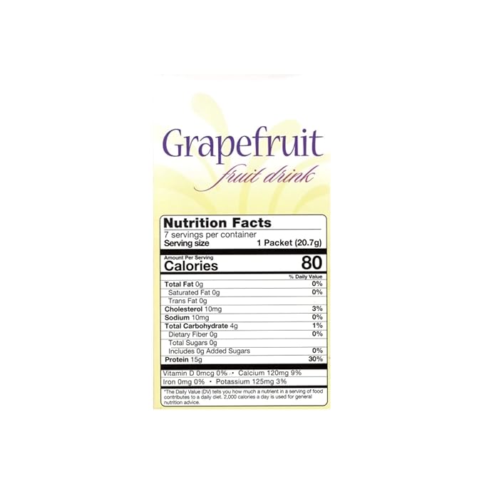 Nutmeg State Nutrition - High Protein Diet Fruit Drink - 15g Protein - Low Calorie - Low Carb - Low Sugar - Fat Free, 7 Servings Per Box (Grapefruit)