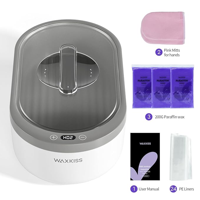 Small Paraffin Wax Machine for Hands - Paraffin Hand Wax Machine 2000ml Small Size With 3 packs of Paraffin Wax Digital Display Screen for Paraffin Baths