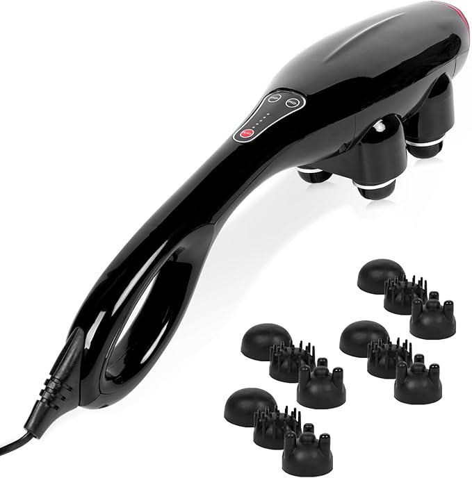 4-Head Massager, Handheld Back Massager, relieves deep Tissue Pain, Body Percussion Massage for Back, Neck, Shoulders, Limbs, and Body.