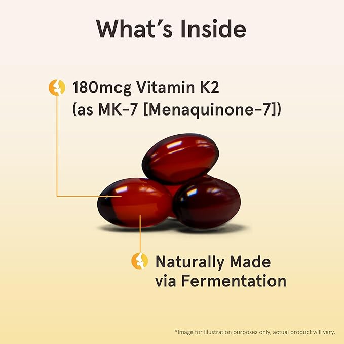 Jarrow Formulas® MK-7 180 mcg, Bioactive Form of Vitamin K2 For Bone and Cardiovascular Health, Vitamin K2 MK-7 Dietary Supplement, 30 Softgels, 30 Day Supply