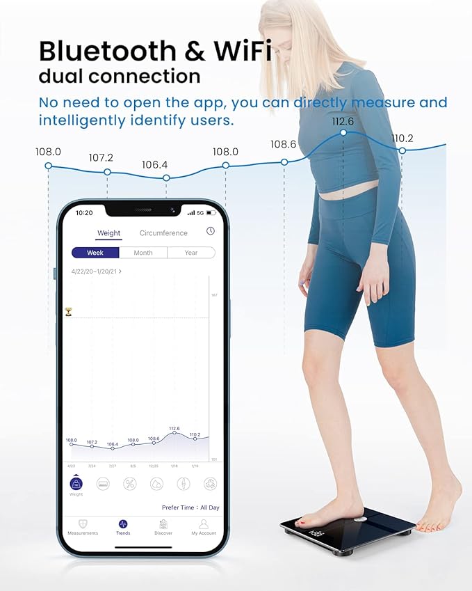 FITINDEX Wi-Fi Scale for Body Weight, Smart Scale with BMI, Body Fat, Muscle Mass, Digital, Bluetooth, Bathroom,13 Body Composition Analysis Health Monitor