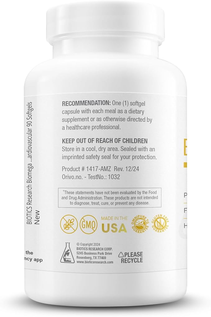Biotics Research Biomega-1000™ Omega 3 Fish Oil with EPA/DHA -Omega-3 Fatty Acids 1000 mg- Highly Concentrated Fish Oil for Women & Men –Supports Immune, Brain & Heart Health–90 Softgels