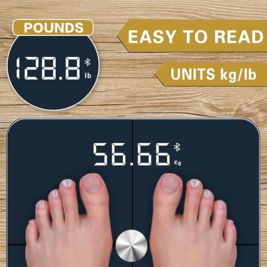 Digital Bathroom Scales with BMI, Body Fat and 25 Body Composition by Multi-Frequency Analysis, Accurate 0.1lb/0.05kg Auto-calibrated Scale for Body Weight, Clear LED/ITO Conductive Coating, 400 lbs