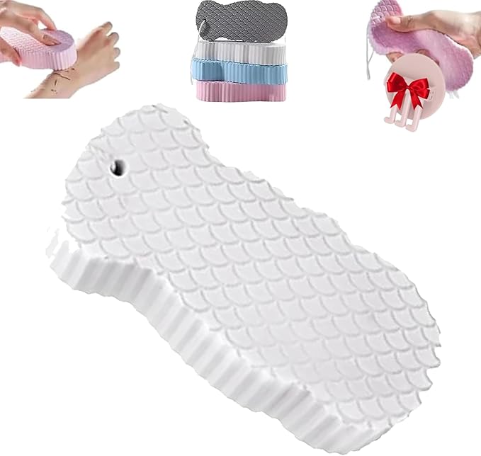 Spirittion Magic Super Soft Exfoliating Bath Sponge, 3D Super Soft Exfoliating Bath Sponge, Reusable for Adults Children and Wome (White)