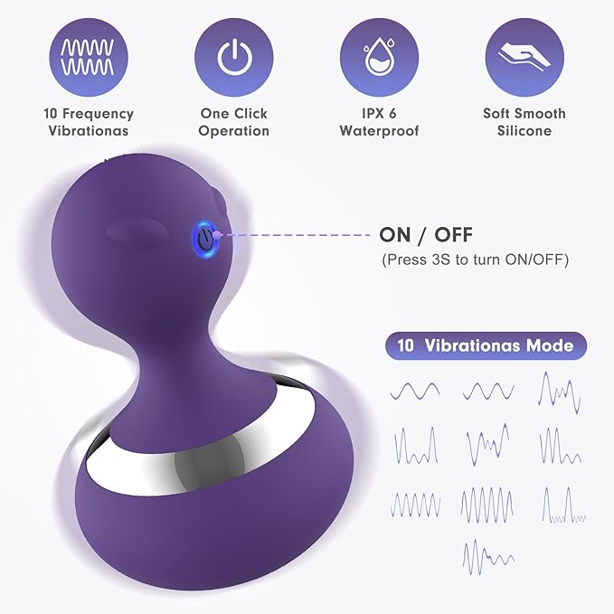 Neck Massage Ball, Home Waterproof Rechargeable Handheld Muscle Massager (Purple)