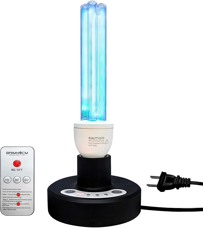 BAIMNOCM UV Light Sanitizer, UVC Disinfection Lamp with E26 Base and Remote Control, UV-C Light Bulb 25 Watts Indoor Use, 1 Count