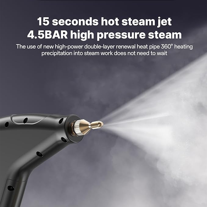 Irishom Handheld Multi-Surface Steam Cleaner with 6pcs Accessories, Touch Screen 6 Levels Adjustable 105℃/221℉ Deep Cleaning Steamer with Portable Handle 1200ml/40.5oz Water Tank