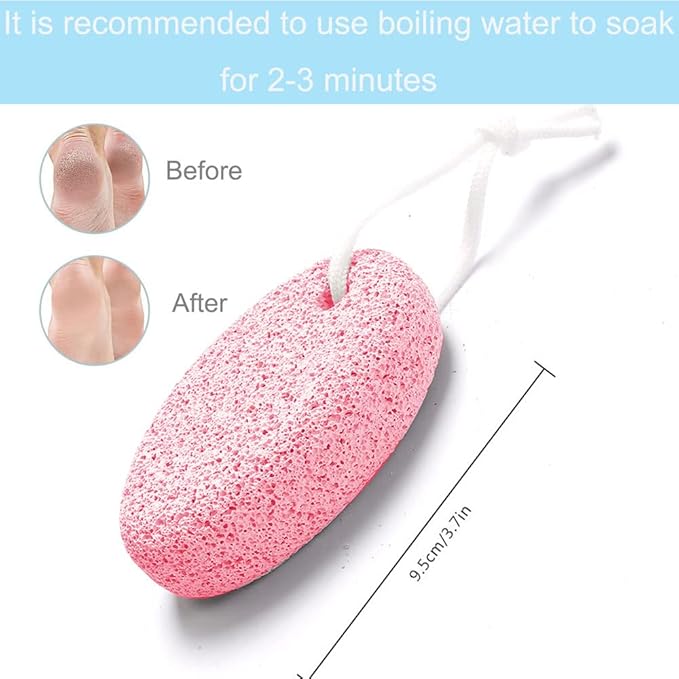 Natural Foot Pumice Stone for Feet, Borogo 2-Pack Lava Pedicure Tools Hard Skin Callus Remover for Feet and Hands - White&Red