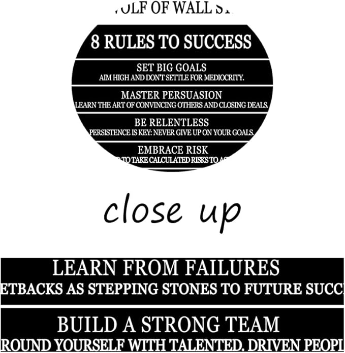 Motivational Posters The Wolf Of Wall Street 8 Rules To Success Printed Canvas Painting Inspirational Wall Decor for Office Hallway Gym Bedroom Living Room Framed Ready to Hang[30" W X 40" H]