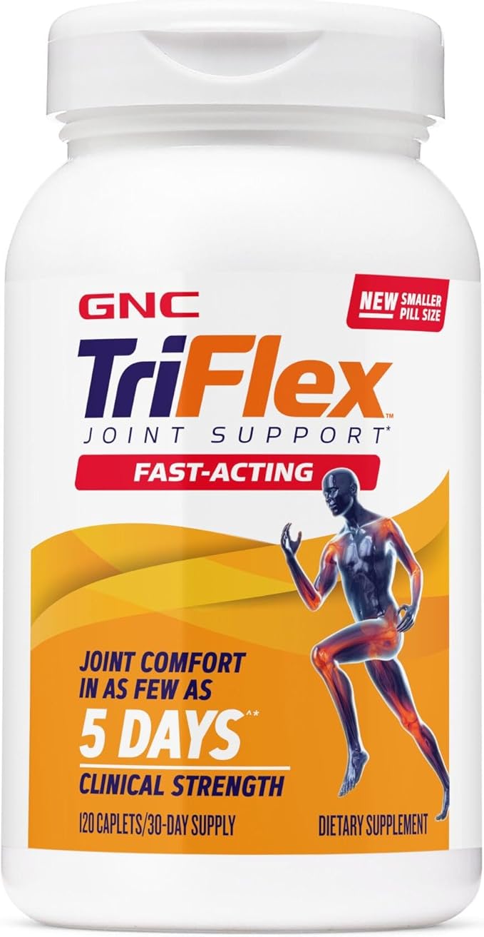 GNC TriFlex Fast-Acting 2.0, Improves Joint Comfort and Stiffness, Clinical Strength Doses of Glucosamine/Chondroitin and Boswellia- Plus Turmeric, 120 Caplets