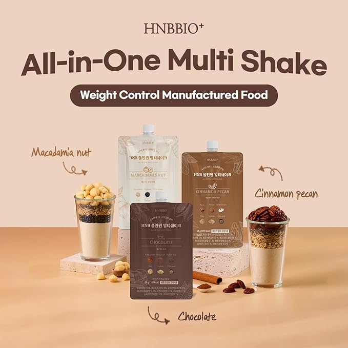 Korean Food All-In-One Multi Shake Macadamia Nut Flavor(50g*7 Packs) Dietary Fiber, Essential Amino Acids, Vitamins, 7-Day Convenient Individual Packs (12.35 oz)
