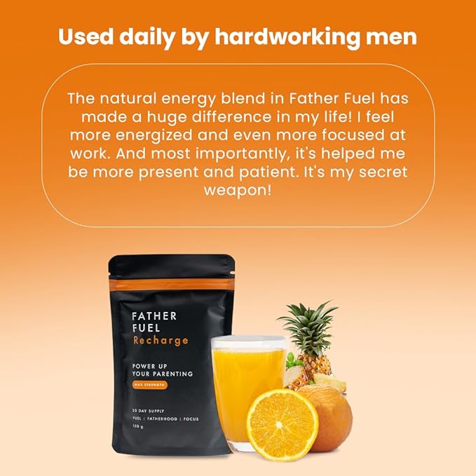 Recharge – Crash-Free Energy & Focus Powder for Men | Dad-Built Formula with Ginseng, L-Theanine, Inositol, CoQ10 & B-Vitamins | 30-Day Supply – Daily Strength & Stamina