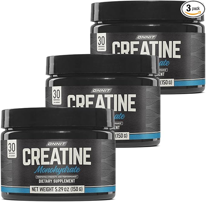 ONNIT Creatine Monohydrate Powder – 5g Premium Creatine for Muscle Strength, Power & Lean Mass, Supports Brain Health & Cellular Energy, Unflavored, 30 Servings, 5.29 oz (3-Pack)