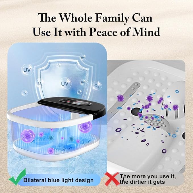 Foot Spa Bath Massager with Heat - Ozone & UV and Bule Light Foot Soaking Tub, Epsom Salt, Adjustable Temperature, Bubble and 8 Rollers, Birthday Gift for Mom Dad
