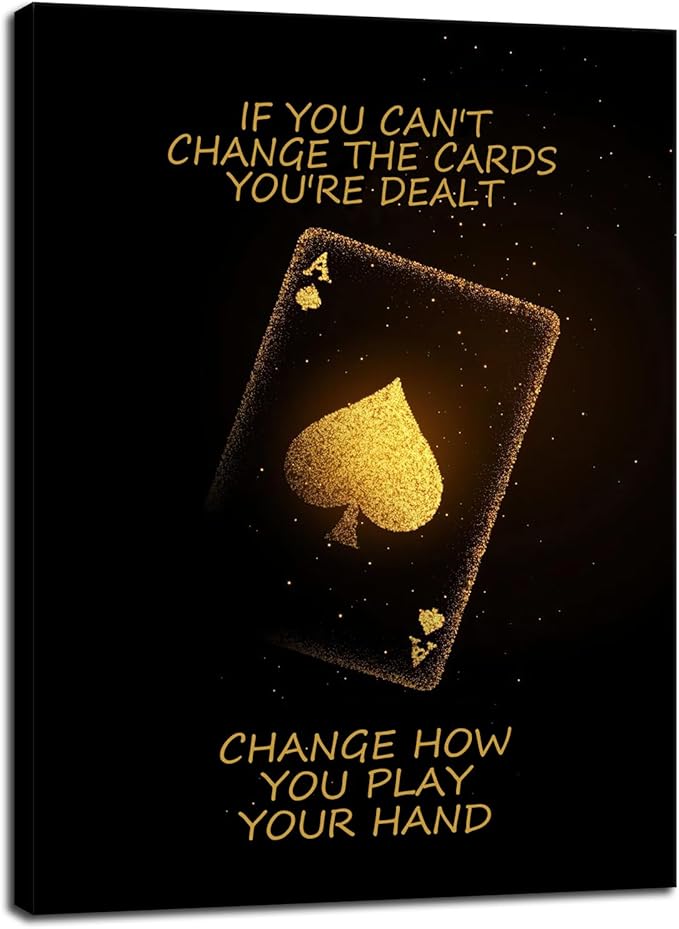 Poker Motivational Poster Ace of Spades Game Inspirational Wall Art Quotes Wall Decor for Living Room Bedroom Office Bathroom Canvas Print Artwork Framed Art Decoration Ready to Hang [18''Wx 24''H]