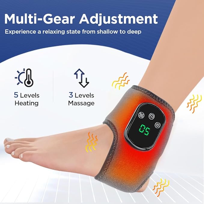 Soleva Foot Massager,3-in-1 Wireless Foot Massager with Heat, Cordless Ankle Wrap, 3 Vibration Modes & 5 Heat Levels, for Plantar Fasciitis & Achilles Tendinitis Relief(Color:2pcs)