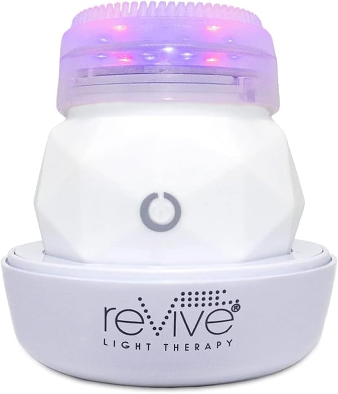 Revive Light Therapy Soniqué Mini Acne Cleanser, Battery-Operated Sonic Face Cleanser Brush with Blue & Red Light Therapy, Medical-Grade Acne Device for Face & Body, Water-Resistant