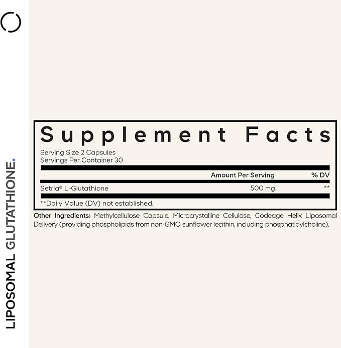 Codeage Liposomal Glutathione Supplement - Pure Reduced Setria L-Glutathione, Liposomal Delivery, Phospholipid Complex - Vegan, Non-GMO - 2-Pack