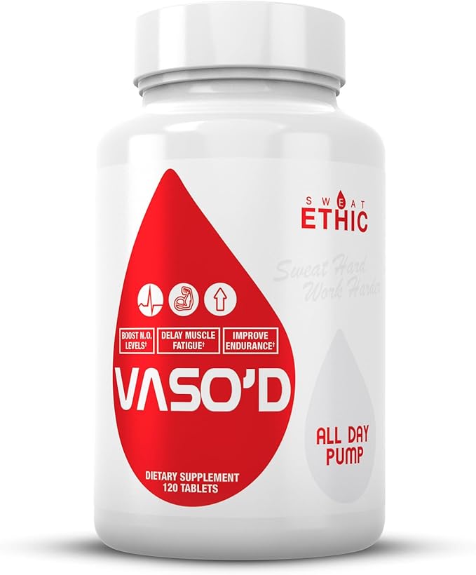 VASO'D Vasodilator, Non-Stim Performance Formula with S7 Plant Blend, CarnoSyn Beta-Alanine, and Capros Indian Gooseberry, Supports Oxygen Flow & Endurance for Men and Women, 120 Capsules